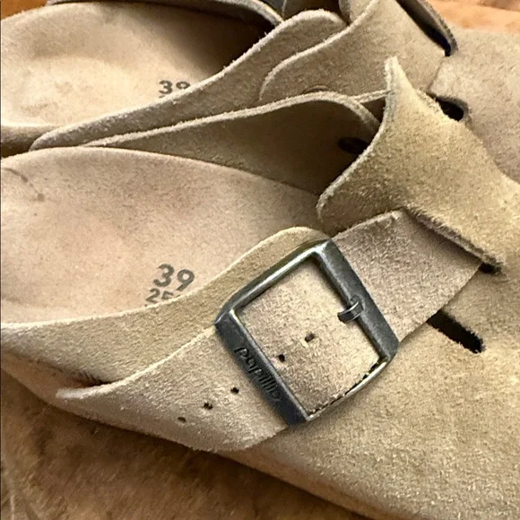 Tan wedge Suede Fanny Clogs with Buckle by papillo  size 39 - Picture 7 of 9